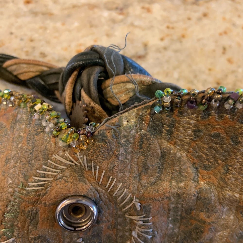 Gossamer Wings by Barbara Grimes * RARE * Custom Handmade Leather Beaded Bag - Picture 15 of 16